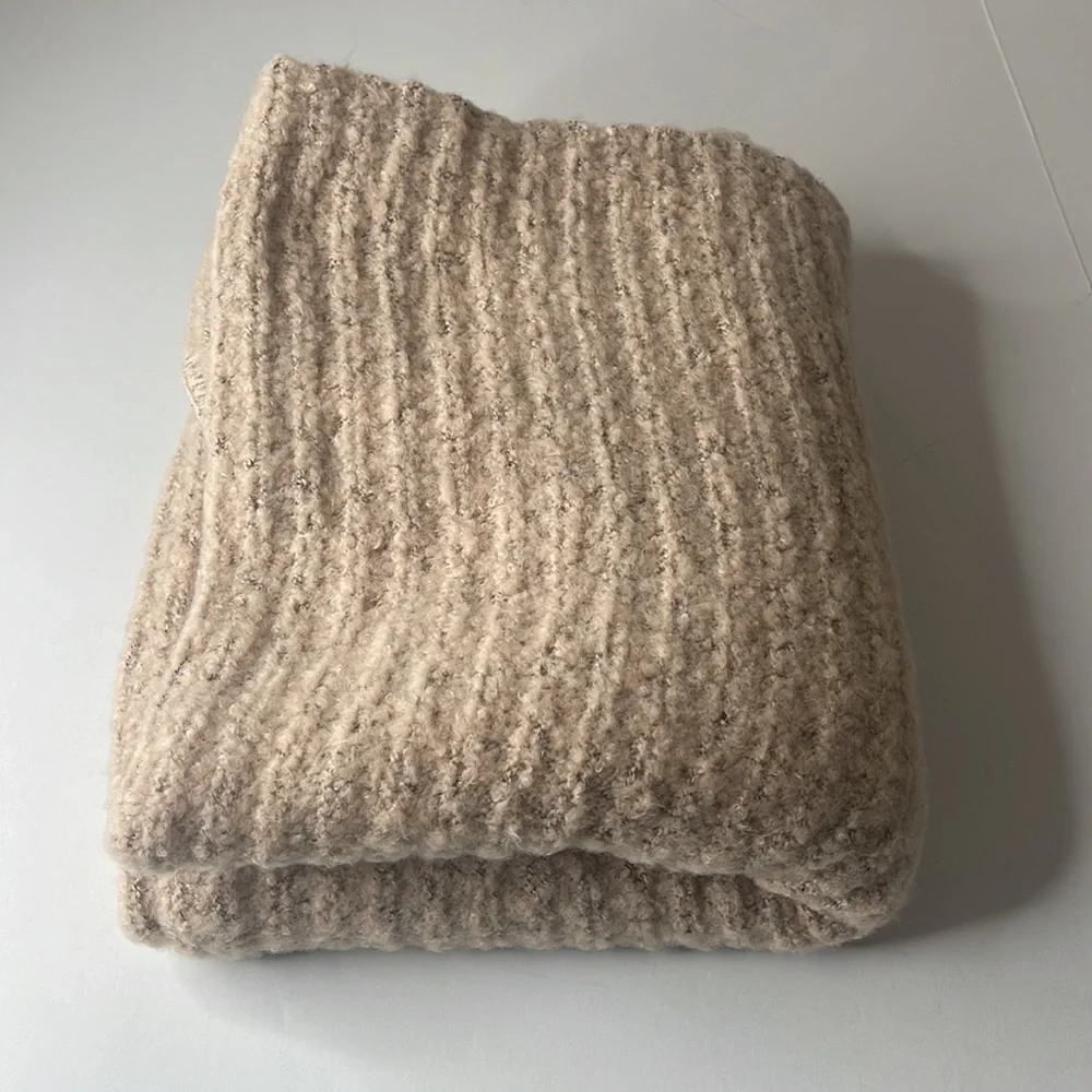 Free People Ripple Recycled Blend Blanket Scarf Barely Grey